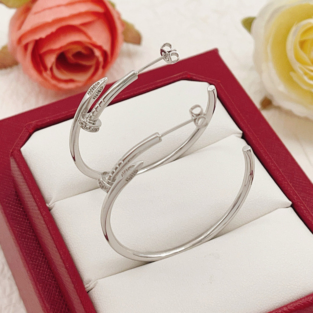 [Stars Jewelry]JUSTE HALF DIAMOND LARGE EARRINGS