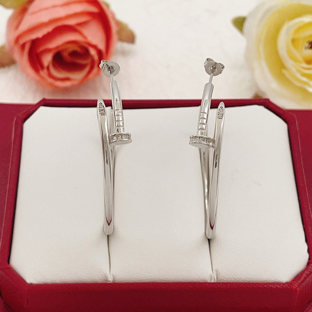 [Stars Jewelry]JUSTE HALF DIAMOND LARGE EARRINGS