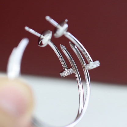[Stars Jewelry]JUSTE HALF DIAMOND LARGE EARRINGS