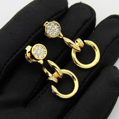 [Stars Jewelry]JUSTE HALF DIAMOND DOUBLE EARRINGS