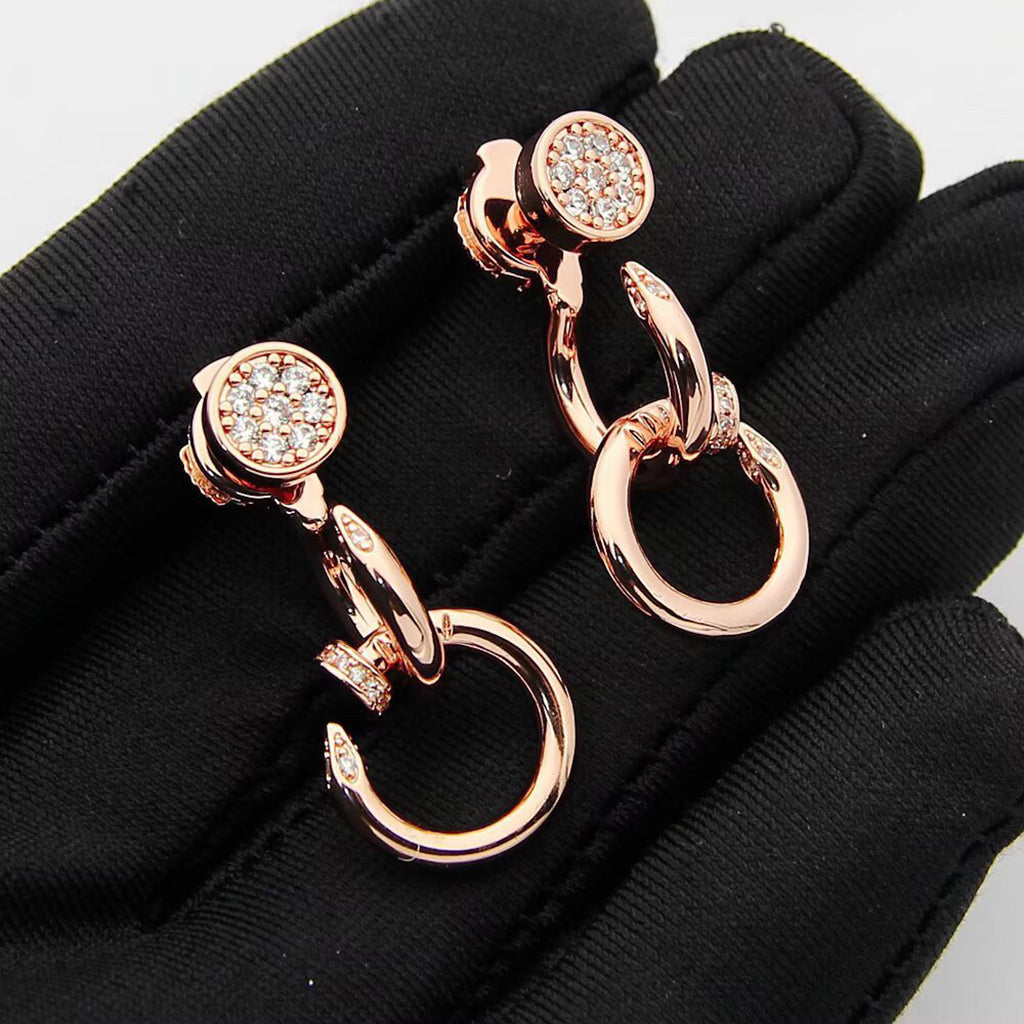 [Stars Jewelry]JUSTE HALF DIAMOND DOUBLE EARRINGS