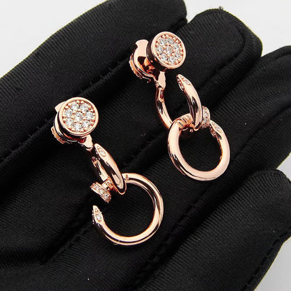 [Stars Jewelry]JUSTE HALF DIAMOND DOUBLE EARRINGS