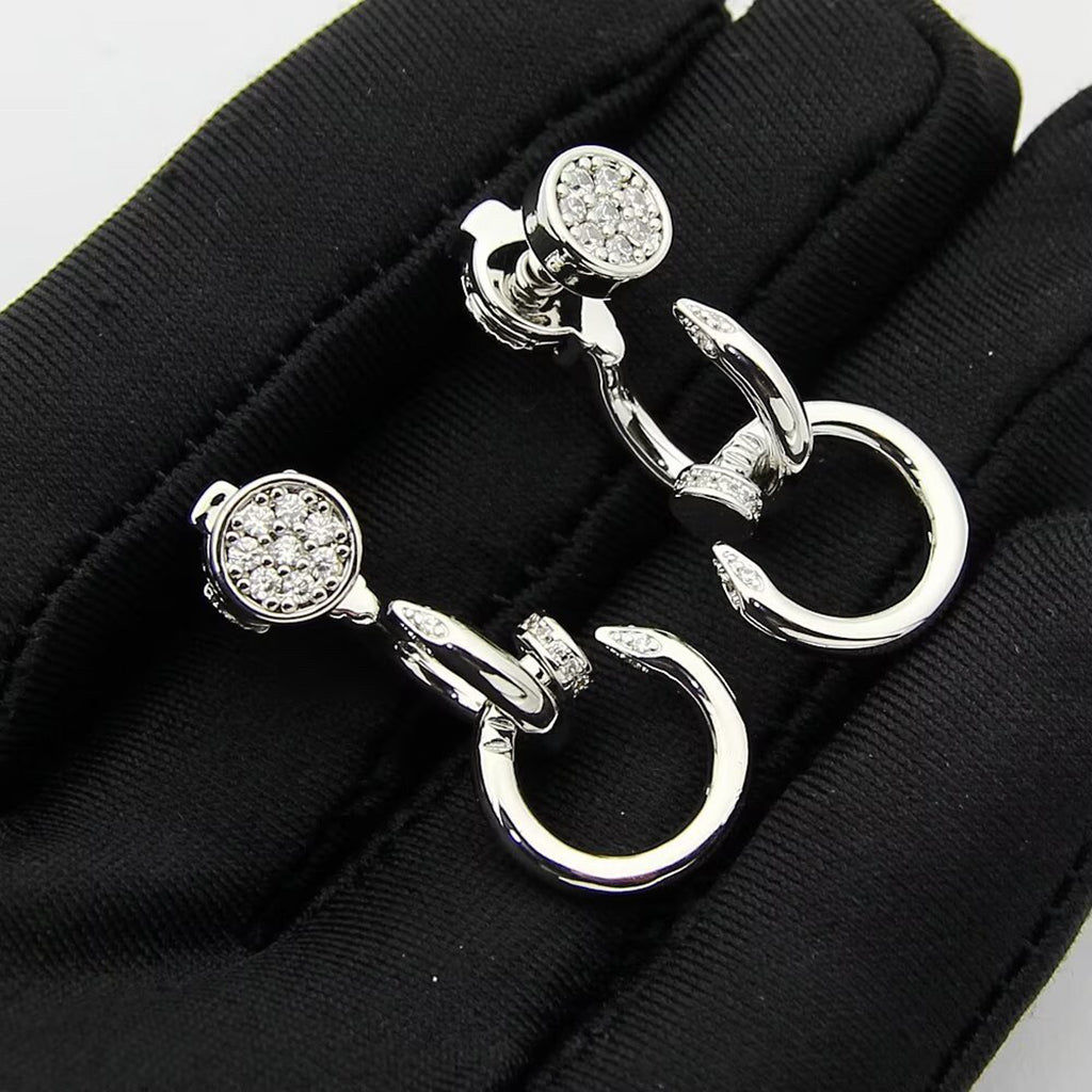 [Stars Jewelry]JUSTE HALF DIAMOND DOUBLE EARRINGS