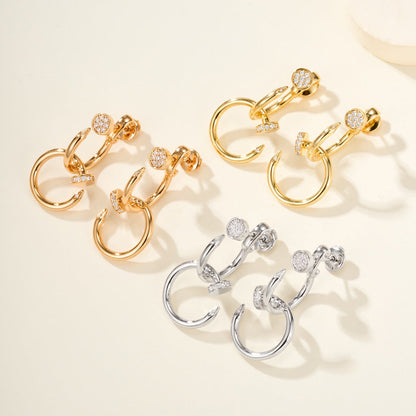 [Stars Jewelry]JUSTE HALF DIAMOND DOUBLE EARRINGS
