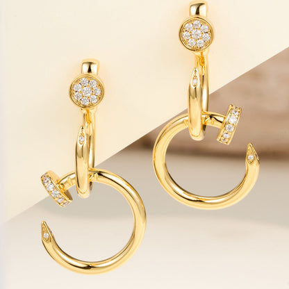 [Stars Jewelry]JUSTE HALF DIAMOND DOUBLE EARRINGS