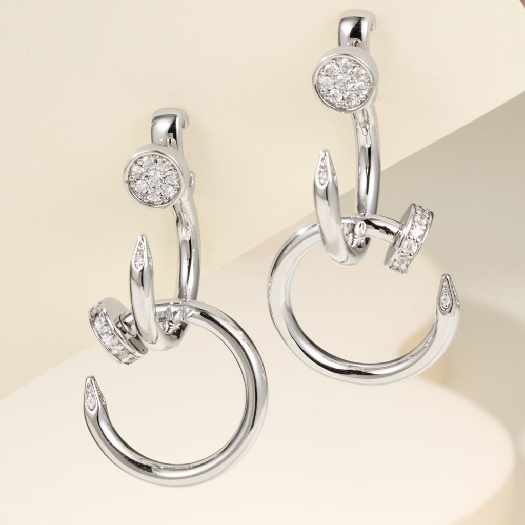 [Stars Jewelry]JUSTE HALF DIAMOND DOUBLE EARRINGS