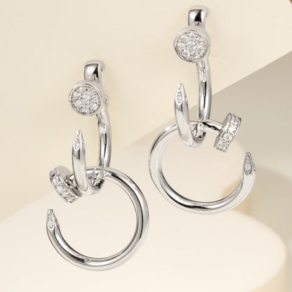 [Stars Jewelry]JUSTE HALF DIAMOND DOUBLE EARRINGS