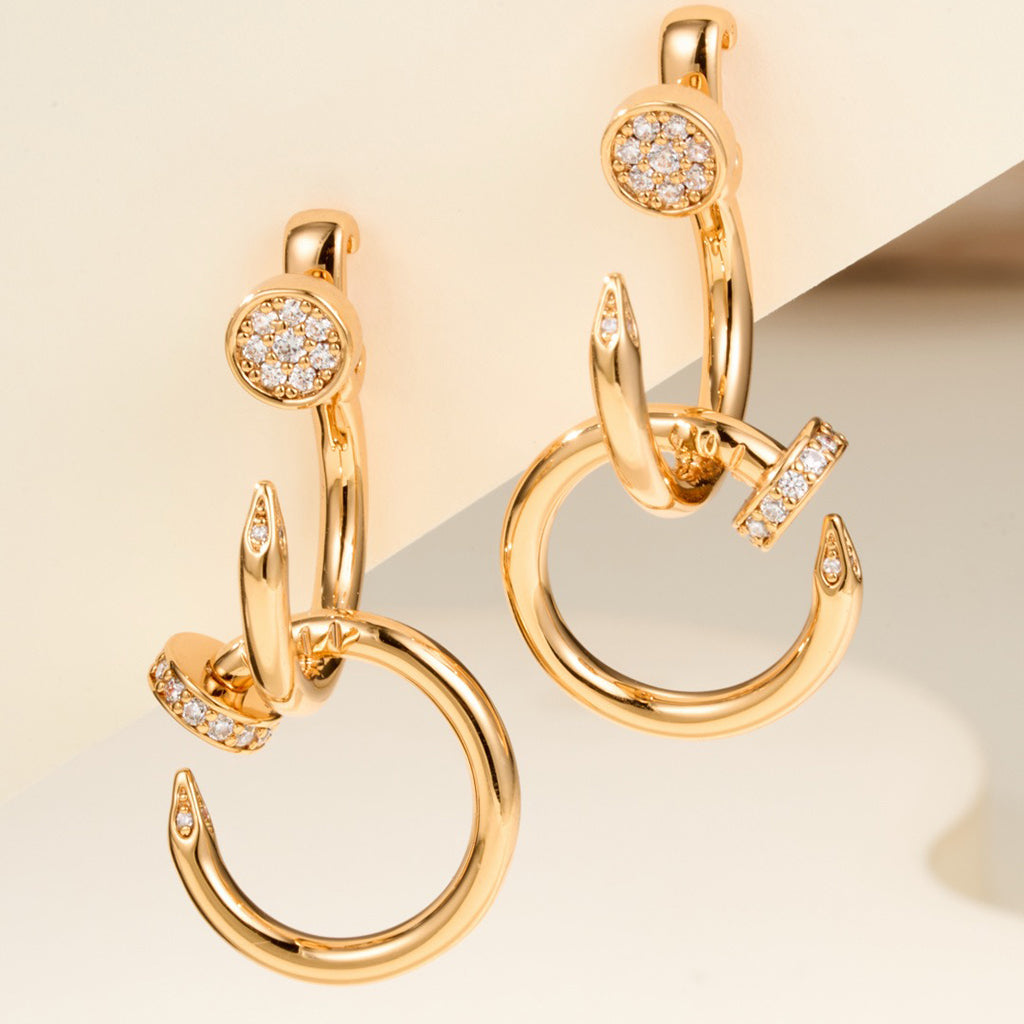 [Stars Jewelry]JUSTE HALF DIAMOND DOUBLE EARRINGS