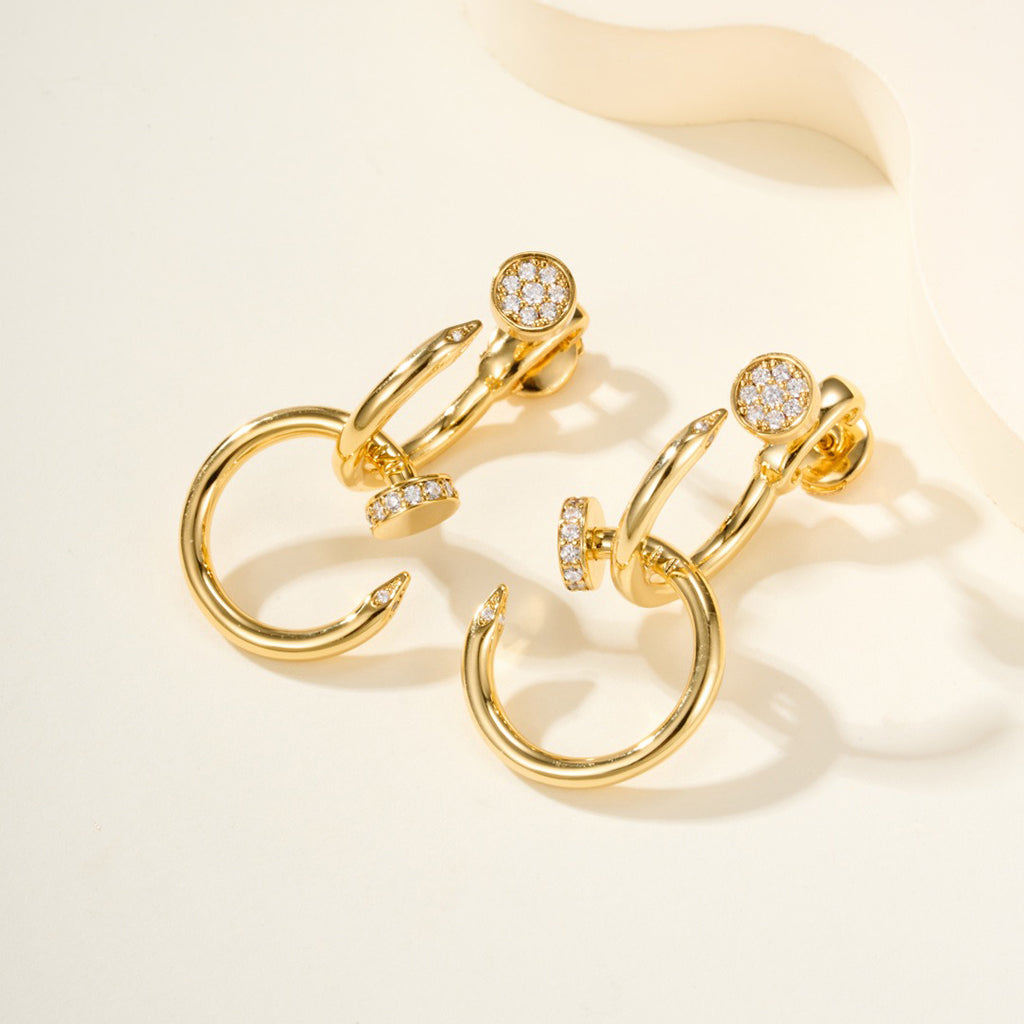 [Stars Jewelry]JUSTE HALF DIAMOND DOUBLE EARRINGS