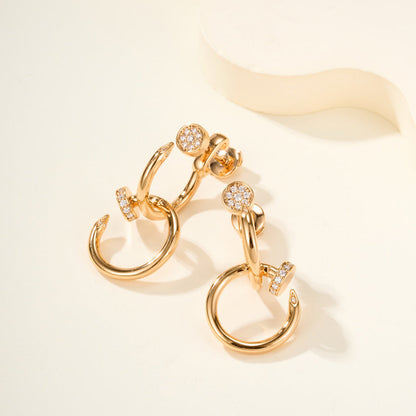 [Stars Jewelry]JUSTE HALF DIAMOND DOUBLE EARRINGS
