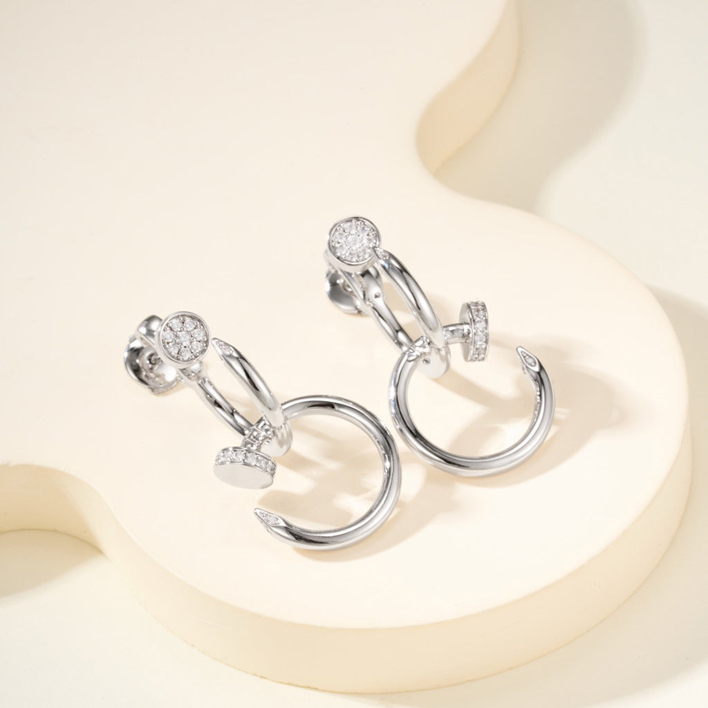 [Stars Jewelry]JUSTE HALF DIAMOND DOUBLE EARRINGS