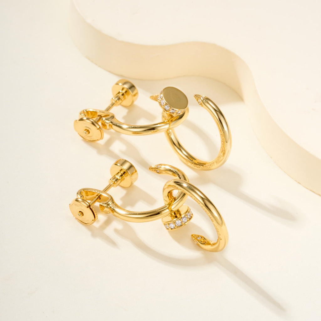 [Stars Jewelry]JUSTE HALF DIAMOND DOUBLE EARRINGS