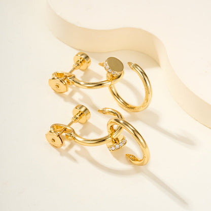 [Stars Jewelry]JUSTE HALF DIAMOND DOUBLE EARRINGS