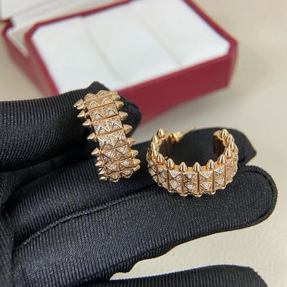 [Stars Jewelry]CLASH 9.2MM FULL DIAMOND DOUBLE ROW EARRINGS