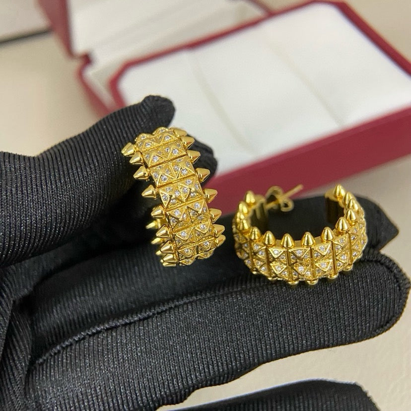 [Stars Jewelry]CLASH 9.2MM FULL DIAMOND DOUBLE ROW EARRINGS