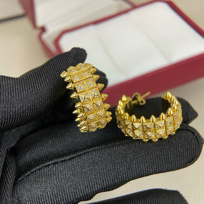 [Stars Jewelry]CLASH 9.2MM FULL DIAMOND DOUBLE ROW EARRINGS