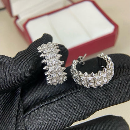 [Stars Jewelry]CLASH 9.2MM FULL DIAMOND DOUBLE ROW EARRINGS
