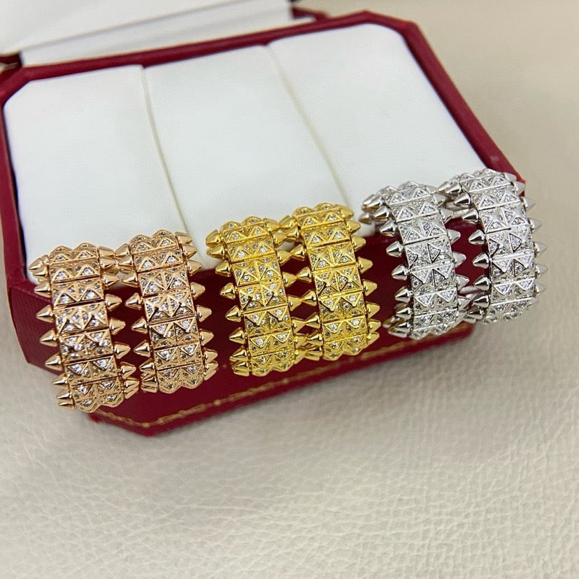 [Stars Jewelry]CLASH 9.2MM FULL DIAMOND DOUBLE ROW EARRINGS