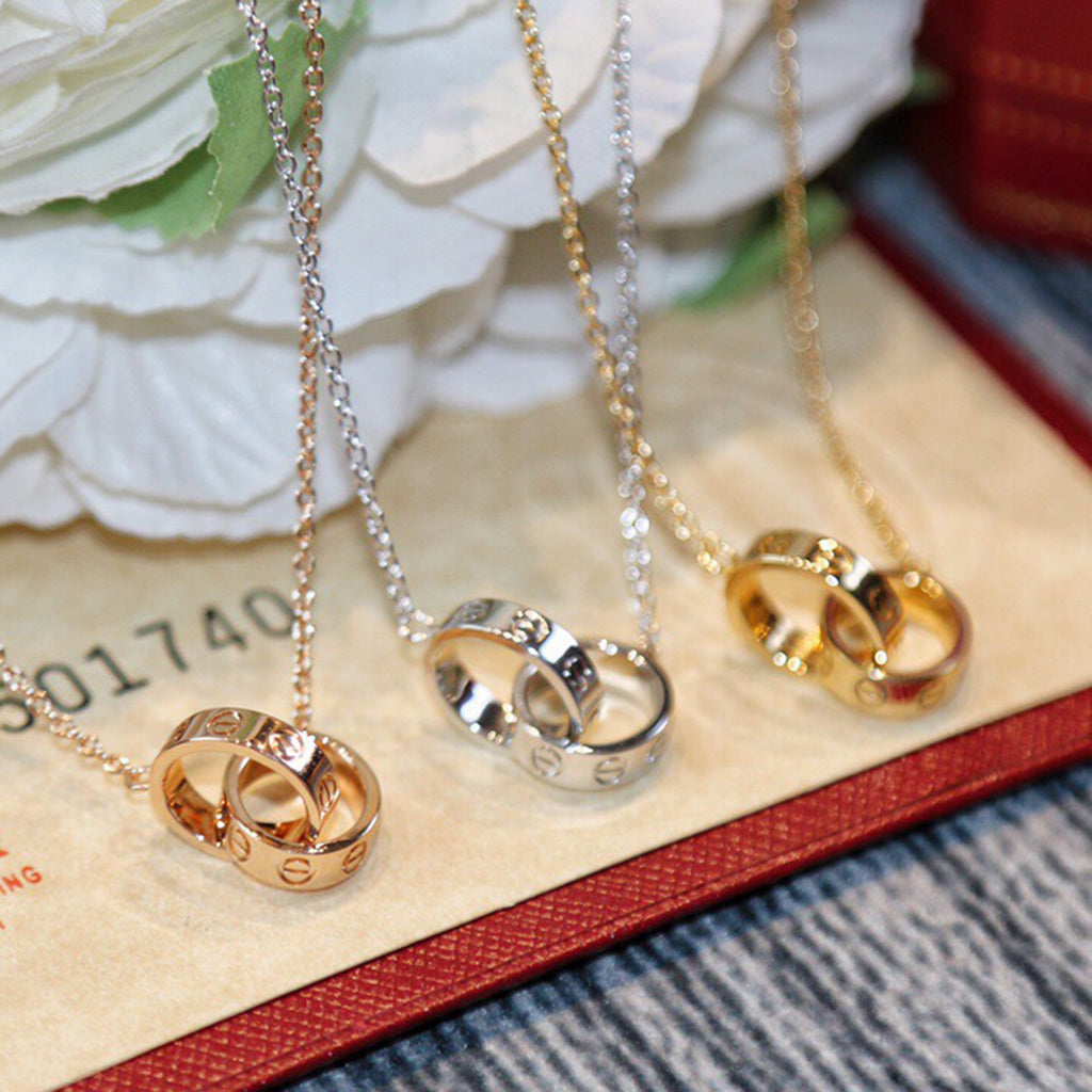[Stars Jewelry]LOVE DOUBLE RING NECKLACE