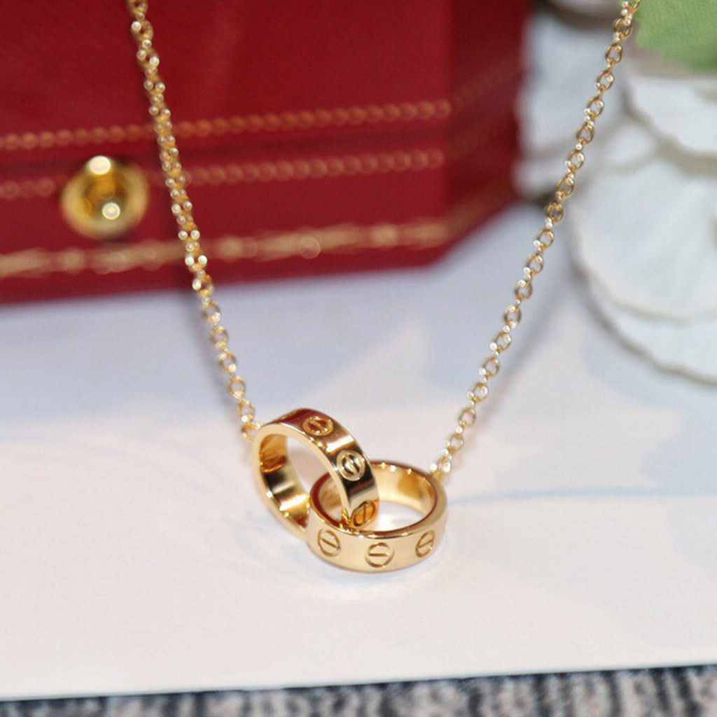 [Stars Jewelry]LOVE DOUBLE RING NECKLACE