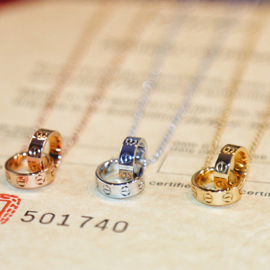 [Stars Jewelry]LOVE DOUBLE RING NECKLACE