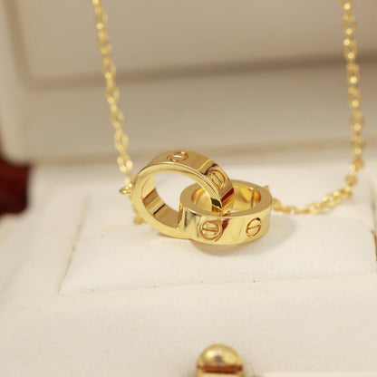 [Stars Jewelry]LOVE DOUBLE RING NECKLACE