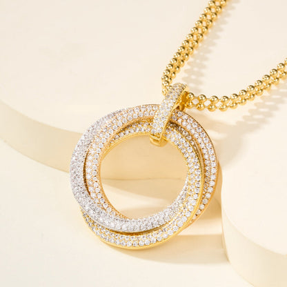 [Stars Jewelry]TRINITY LARGE FULL DIAMOND  NECKLACE
