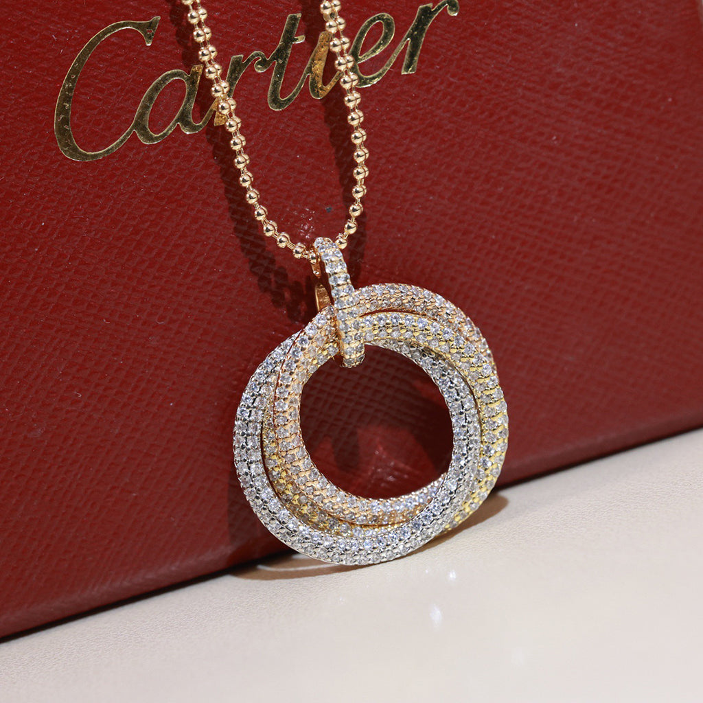 [Stars Jewelry]TRINITY LARGE FULL DIAMOND  NECKLACE