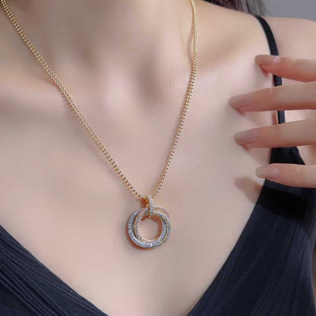 [Stars Jewelry]TRINITY LARGE FULL DIAMOND  NECKLACE