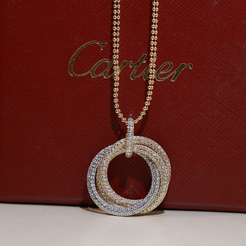 [Stars Jewelry]TRINITY LARGE FULL DIAMOND  NECKLACE