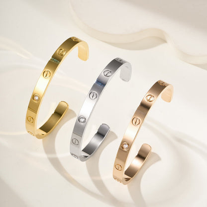 [Stars Jewelry]LOVE BRACELET 6.1MM 1 DIAMOND OPEN CUFF