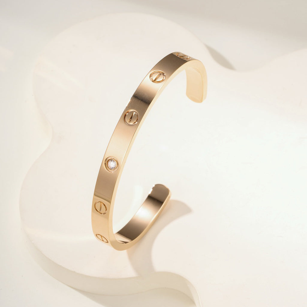[Stars Jewelry]LOVE BRACELET 6.1MM 1 DIAMOND OPEN CUFF