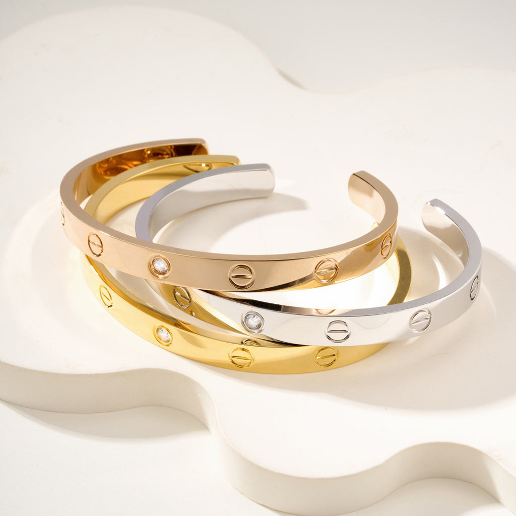 [Stars Jewelry]LOVE BRACELET 6.1MM 1 DIAMOND OPEN CUFF