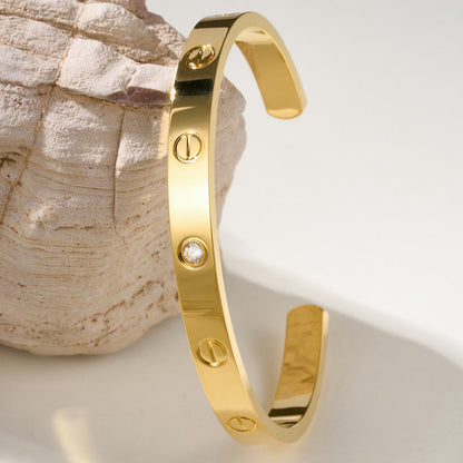 [Stars Jewelry]LOVE BRACELET 6.1MM 1 DIAMOND OPEN CUFF