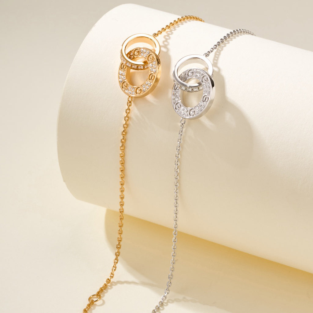 [Stars Jewelry]LOVE DOUBLE RING FULL DIAMOND BRACELET
