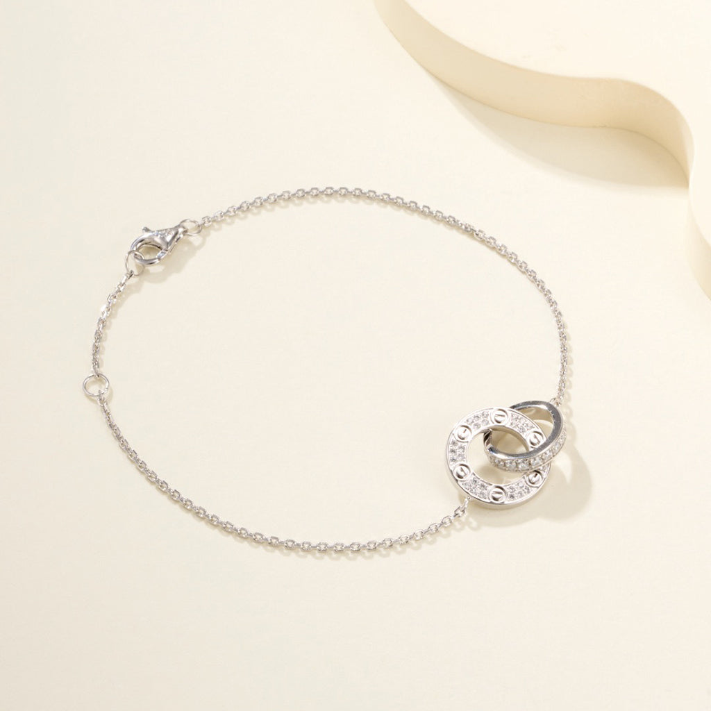 [Stars Jewelry]LOVE DOUBLE RING FULL DIAMOND BRACELET