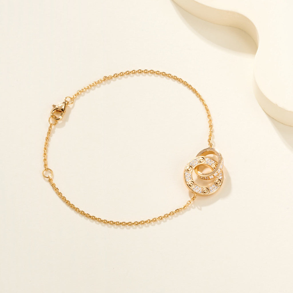 [Stars Jewelry]LOVE DOUBLE RING FULL DIAMOND BRACELET