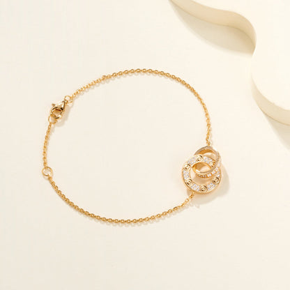 [Stars Jewelry]LOVE DOUBLE RING FULL DIAMOND BRACELET