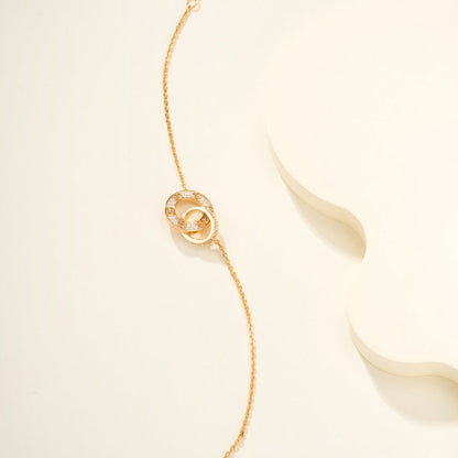 [Stars Jewelry]LOVE DOUBLE RING FULL DIAMOND BRACELET