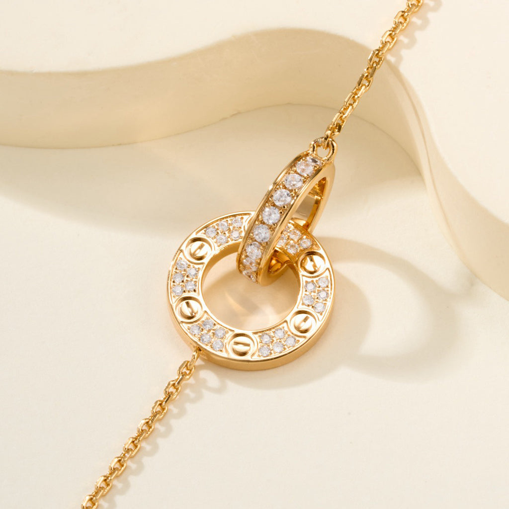 [Stars Jewelry]LOVE DOUBLE RING FULL DIAMOND BRACELET