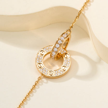 [Stars Jewelry]LOVE DOUBLE RING FULL DIAMOND BRACELET