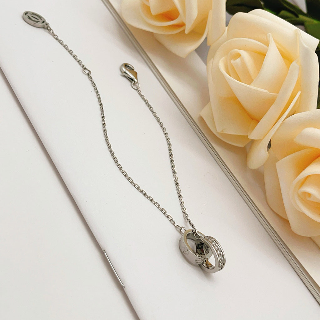 [Stars Jewelry]LOVE DOUBLE RING HALF DIAMOND BRACELET