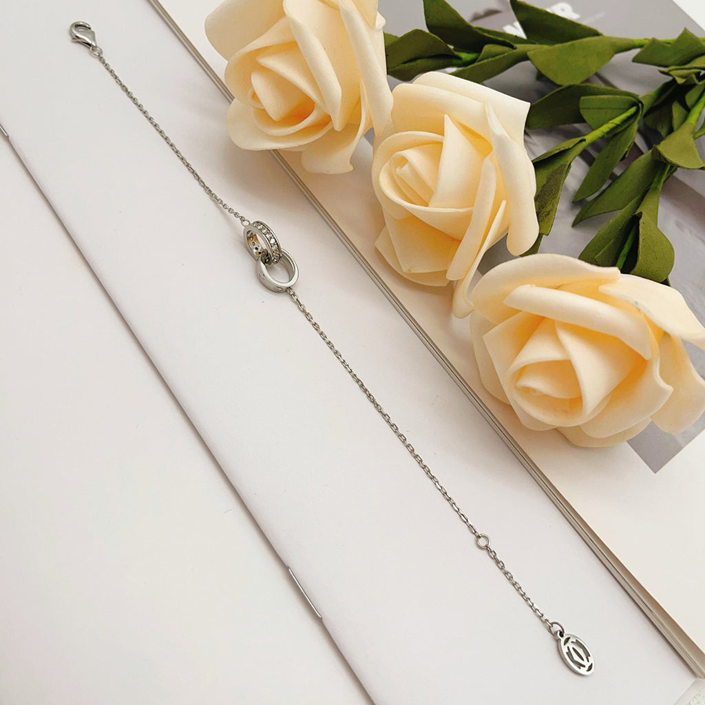 [Stars Jewelry]LOVE DOUBLE RING HALF DIAMOND BRACELET