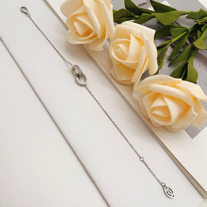 [Stars Jewelry]LOVE DOUBLE RING HALF DIAMOND BRACELET