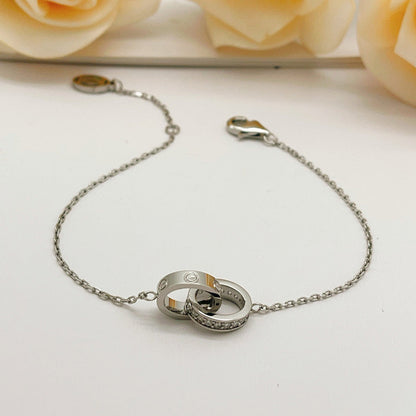 [Stars Jewelry]LOVE DOUBLE RING HALF DIAMOND BRACELET