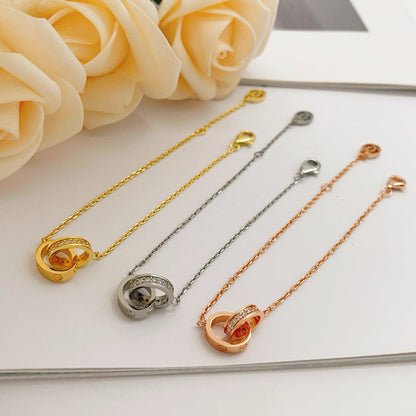 [Stars Jewelry]LOVE DOUBLE RING HALF DIAMOND BRACELET