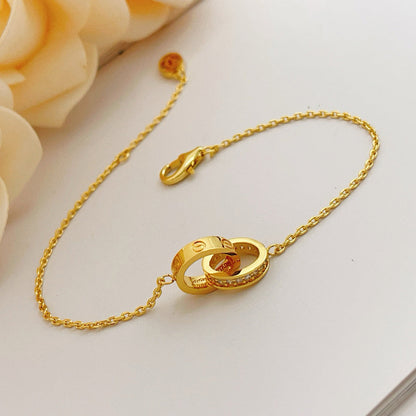 [Stars Jewelry]LOVE DOUBLE RING HALF DIAMOND BRACELET