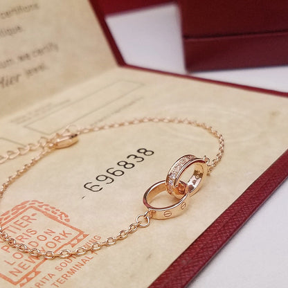 [Stars Jewelry]LOVE DOUBLE RING HALF DIAMOND BRACELET