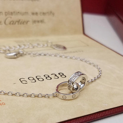 [Stars Jewelry]LOVE DOUBLE RING HALF DIAMOND BRACELET