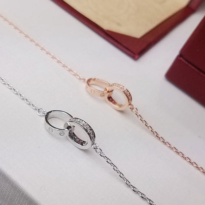 [Stars Jewelry]LOVE DOUBLE RING HALF DIAMOND BRACELET